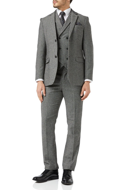 JAX - HERRINGBONE GREY TWEED SUIT WAISTCOAT