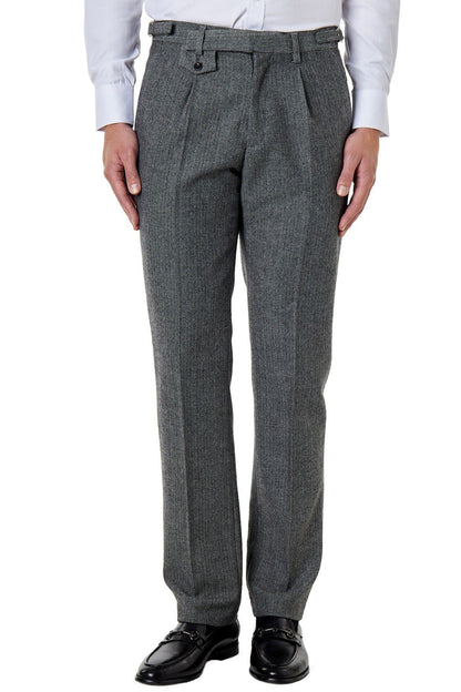Jax -Mens Grey Herringbone Tweed Trouser