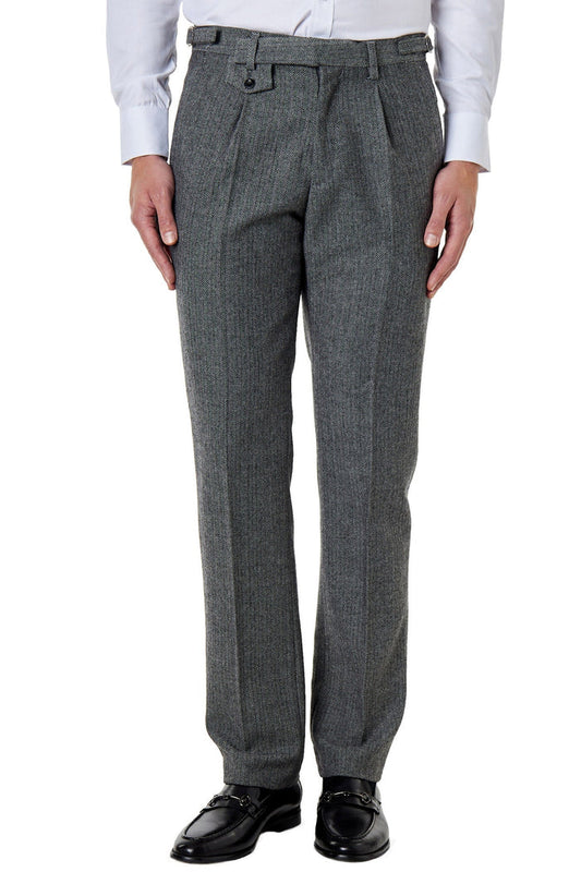 Jax -Mens Grey Herringbone Tweed Trouser