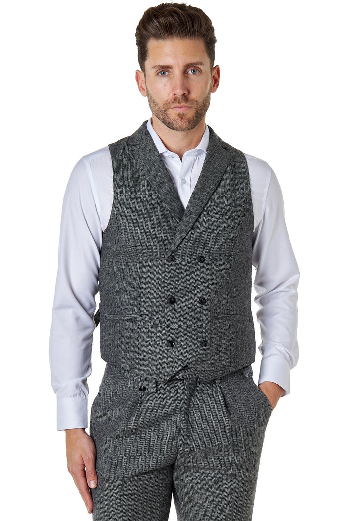 JAX HERRINGBONE DOUBLE BREASTED WAISTCOAT