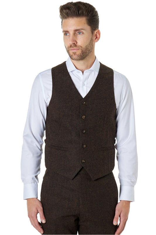 JIM - TWEED WAISTCOAT IN BROWN