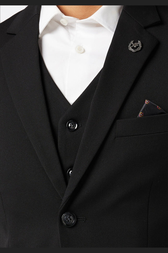 JROSS - Black 3 Piece Formal Business Suit