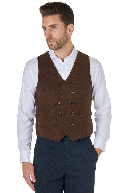 JUDE TWEED CHECK DOUBLE BREASTED WAISTCOAT