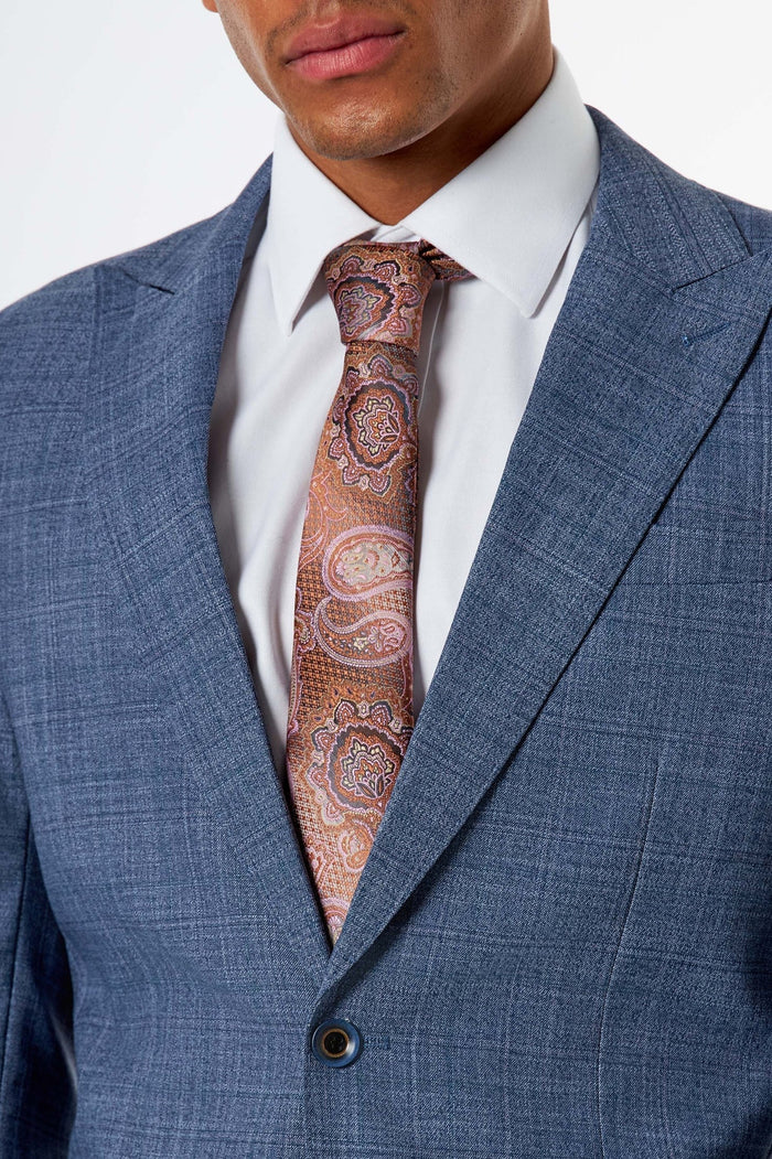 Kaiser - Steel Blue Textured Tailored Fit Blazer