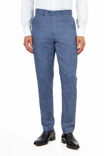 Kaiser - Steel Blue Textured Tailored Fit Suit – Peak Lapel 2 Piece