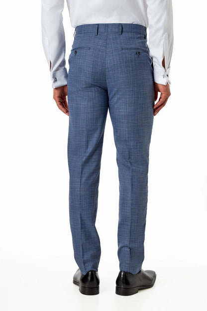 Kaiser - Steel Blue Textured Tailored Fit Suit – Peak Lapel 2 Piece