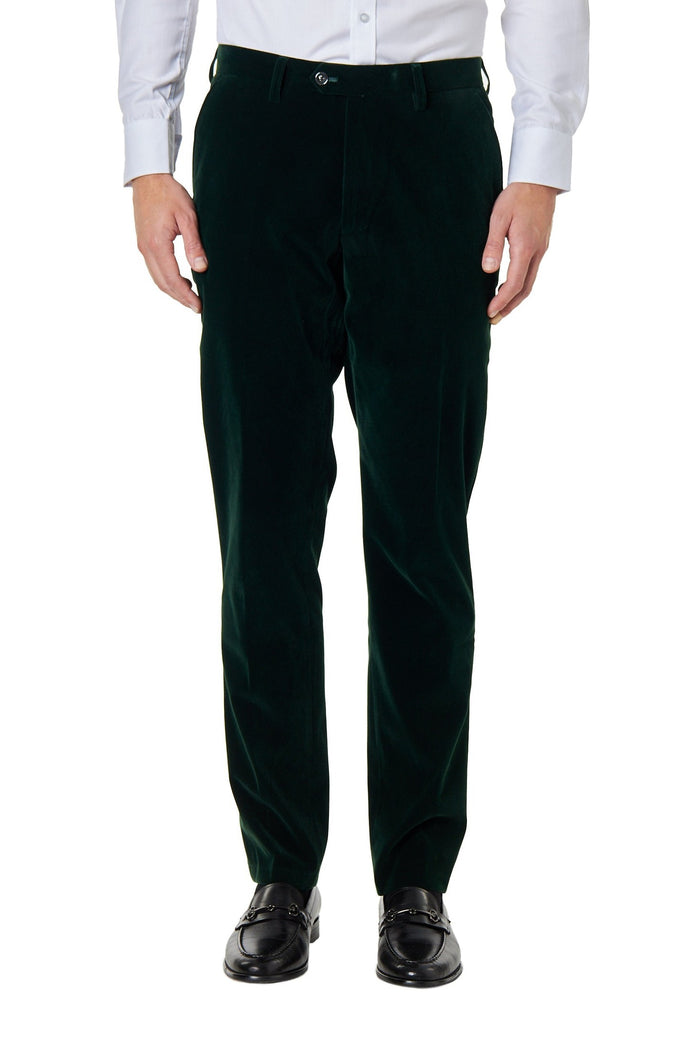 KAK - Mens Dinner Party Green Soft Velvet Trousers