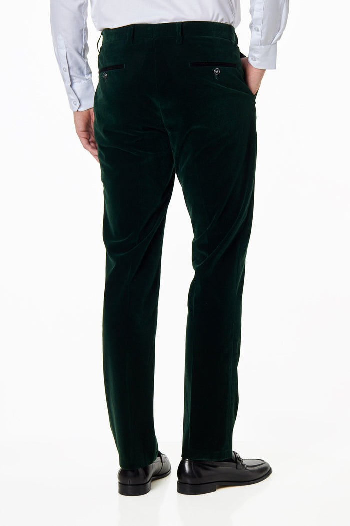 KAK - Mens Dinner Party Green Soft Velvet Trousers