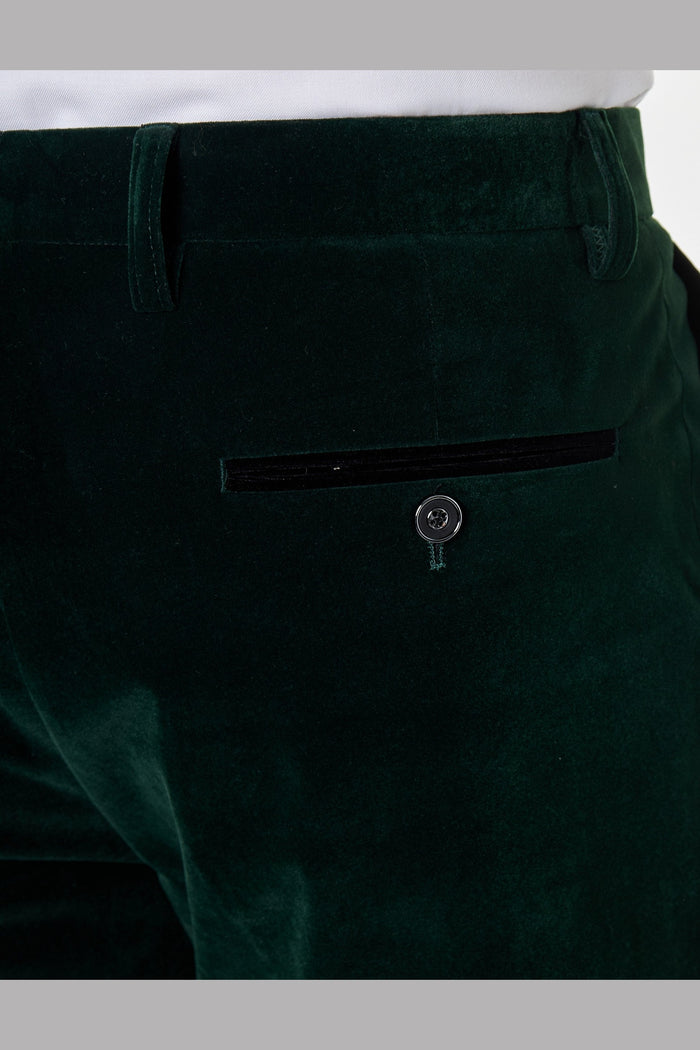 KAK - Mens Dinner Party Green Soft Velvet Trousers
