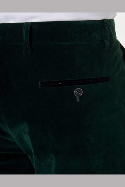 KAK - Mens Dinner Party Green Soft Velvet Trousers