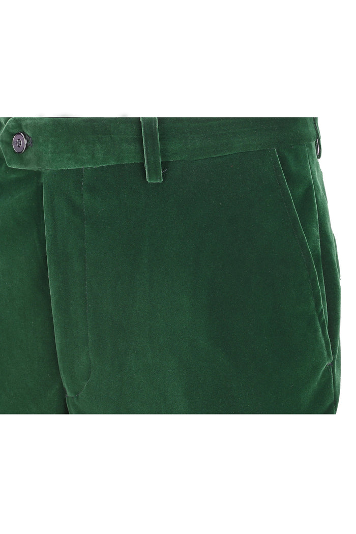KAK - Mens Dinner Party Green Soft Velvet Trousers