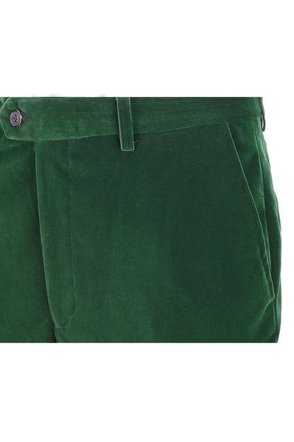 KAK - Mens Dinner Party Green Soft Velvet Trousers