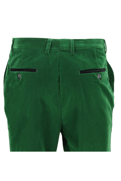 KAK - Mens Dinner Party Green Soft Velvet Trousers
