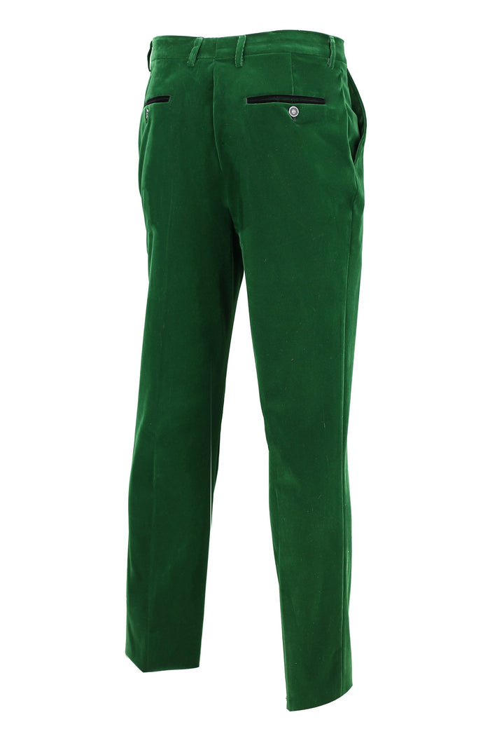 KAK - Mens Dinner Party Green Soft Velvet Trousers