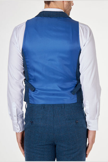 KANO – HERRINGBONE DOUBLE BREASTED NAVY WAISTCOAT