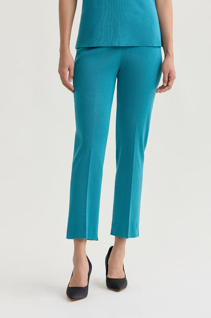 Knit Straight-Leg Ankle Pants, Nebula, Nebula | Ming Wang