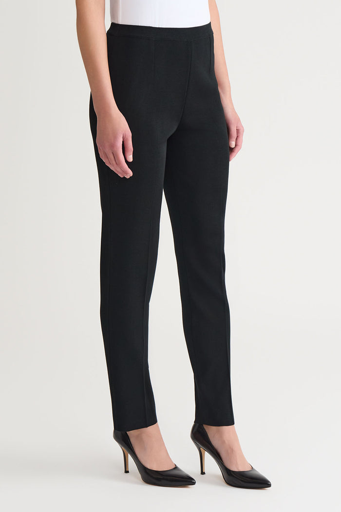 Knit Straight-Leg Pants, Black | Ming Wang
