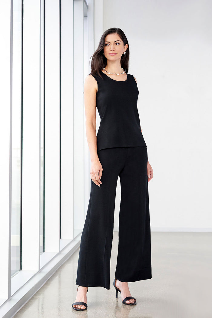 Wide Leg Knit Pant, Black – Ming Wang
