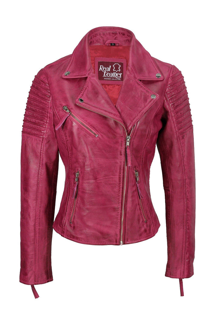 Ladies Retro Biker Pink