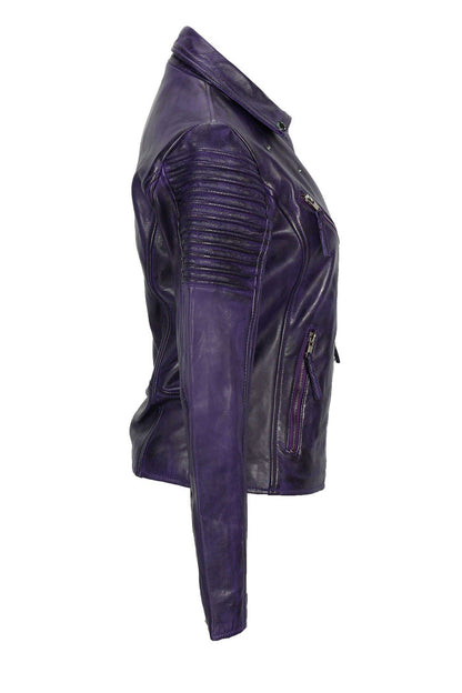 Ladies Retro Biker Purple