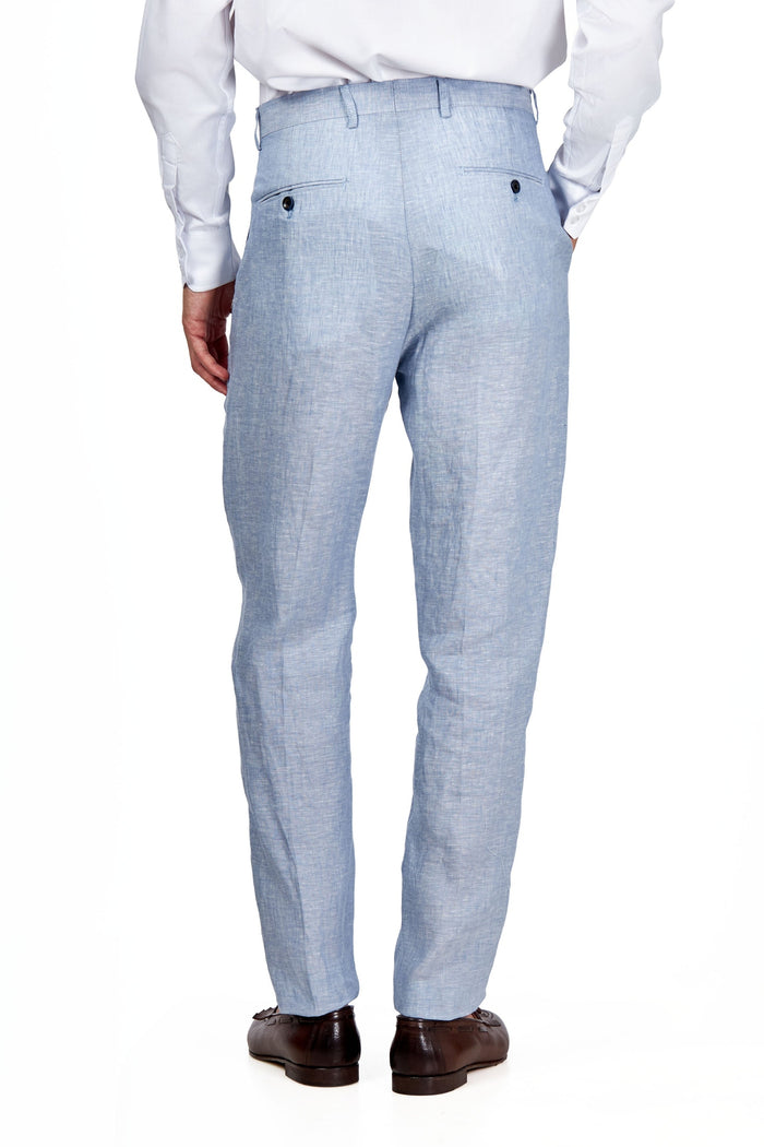 Lewis - Light Blue Linen Trousers Tailored Fit Trousers