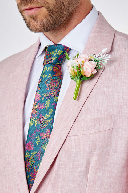 LEWIS - Pink Linen Tailored Fit Summer Suit Blazer