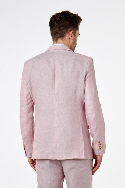 LEWIS - Pink Linen Tailored Fit Summer Suit Blazer