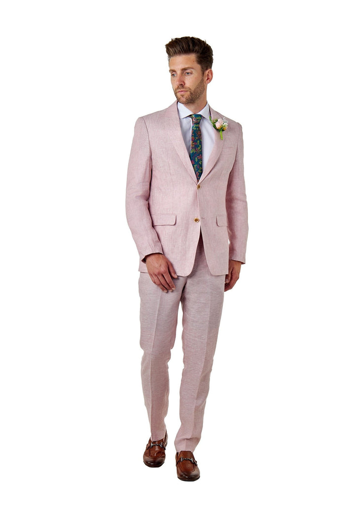 LEWIS - Pink Linen Tailored Fit Summer Suit Blazer