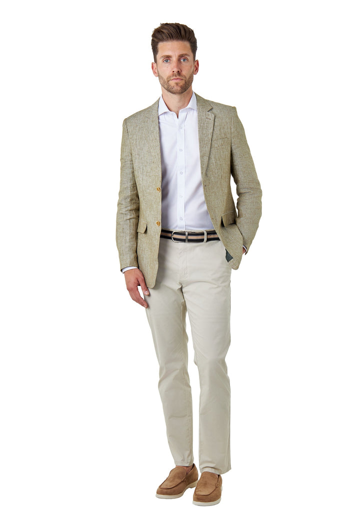 LEWIS - Sage Green Linen Tailored Fit Summer Suit Blazer