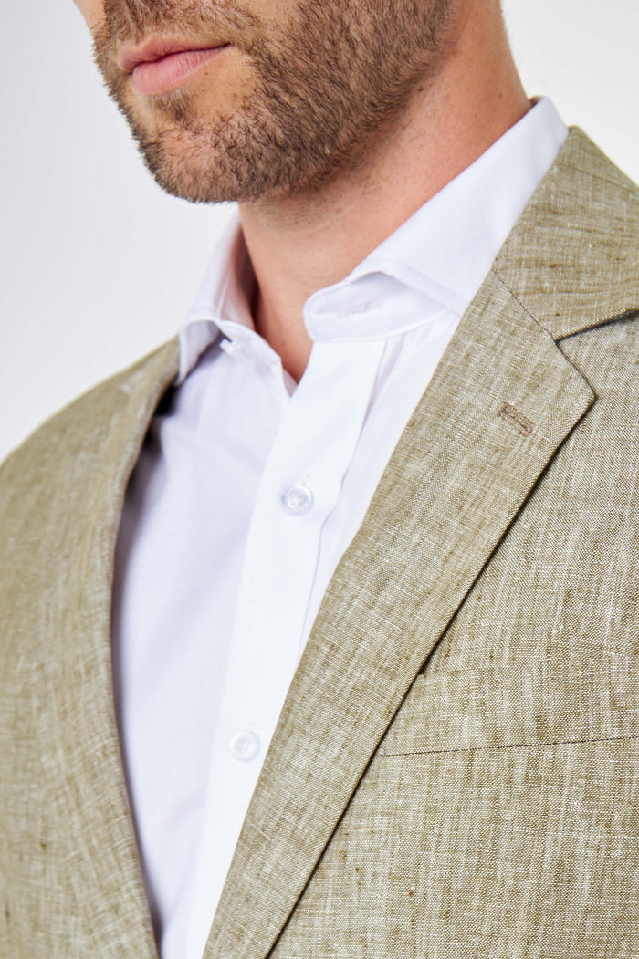 LEWIS - Sage Green Linen Tailored Fit Summer Suit Blazer