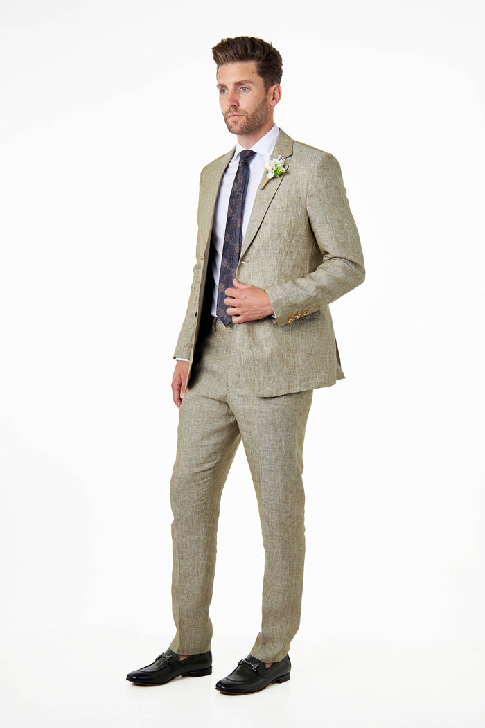 LEWIS - Sage Green Linen Tailored Fit Summer Suit Blazer