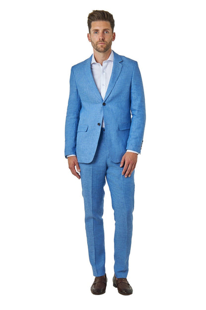 LEWIS - Sky Blue Linen Tailored Fit Summer Suit Blazer