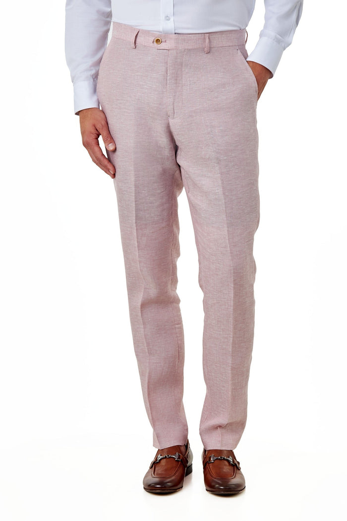 Tailored Fit Double Breasted Pink Linen Suit