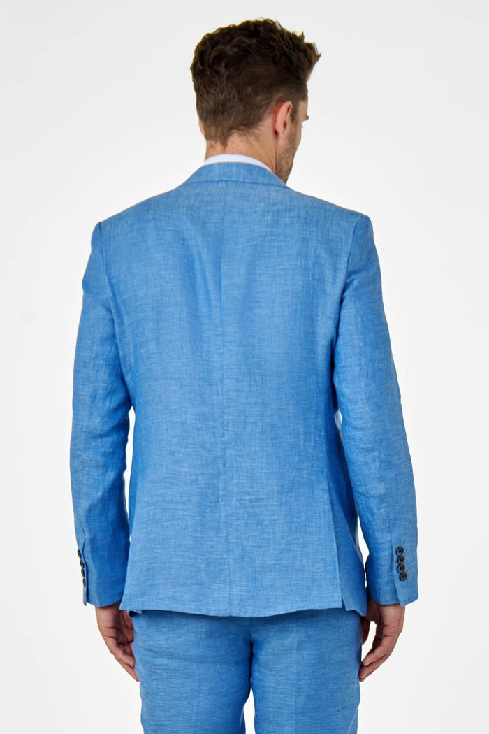 Tailored Fit Pure Linen Light Blue Summer Suit