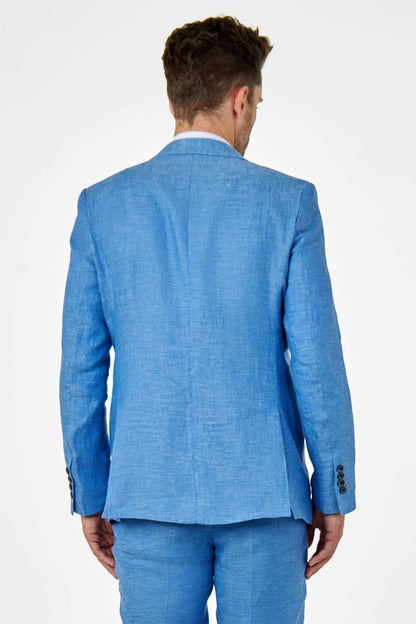Tailored Fit Pure Linen Light Blue Summer Suit