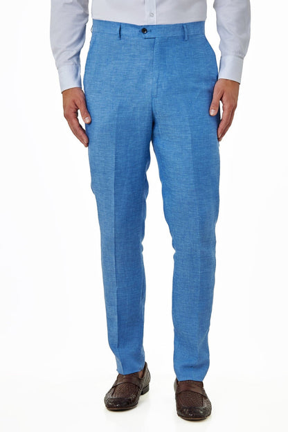 Tailored Fit Pure Linen Light Blue Summer Suit