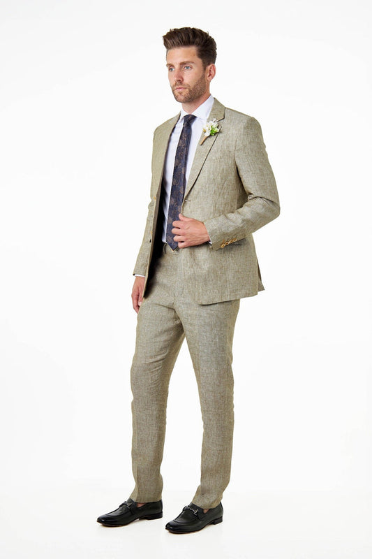 Tailored Fit Sage Green 100% Linen 2 Piece Suit