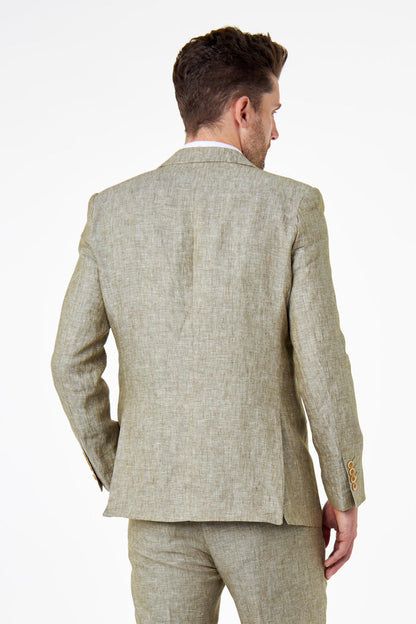 Tailored Fit Sage Green 100% Linen 2 Piece Suit