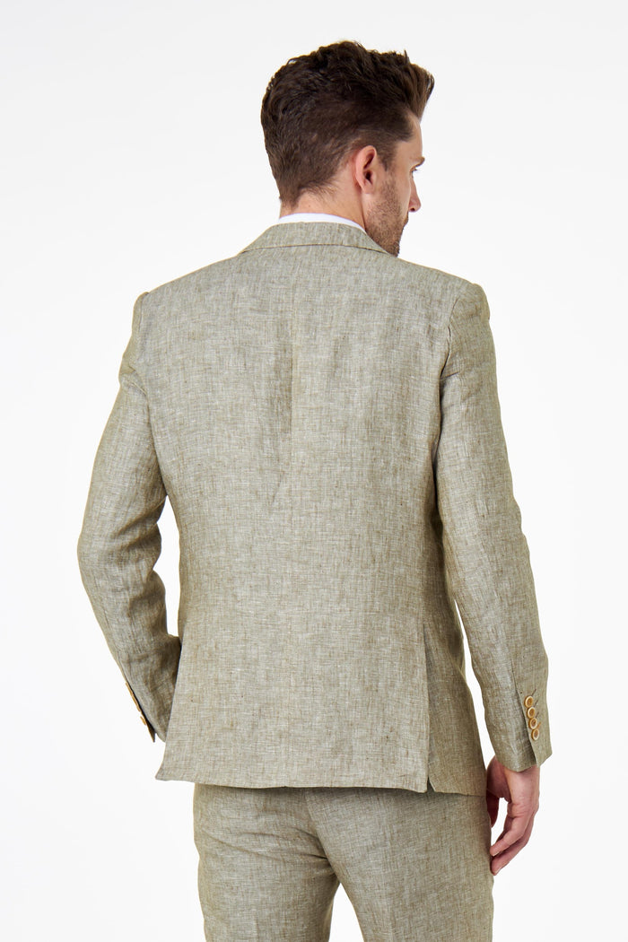 LEWIS - Tailored Fit Sage Green Linen Double Breasted Jacket
