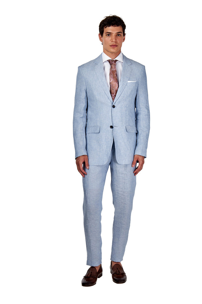 Lewis Light Blue Tailored Fit Pure Linen Summer Suit