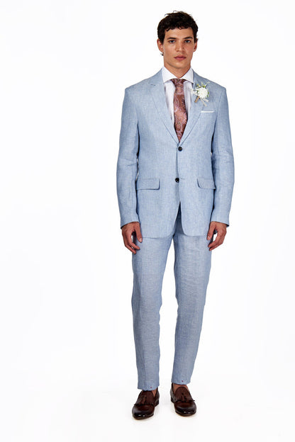 Lewis Light Blue Tailored Fit Pure Linen Summer Suit