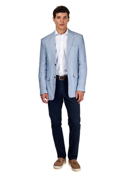 Lewis – Mens Light Blue Linen Tailored Fit Summer Suit Blazer