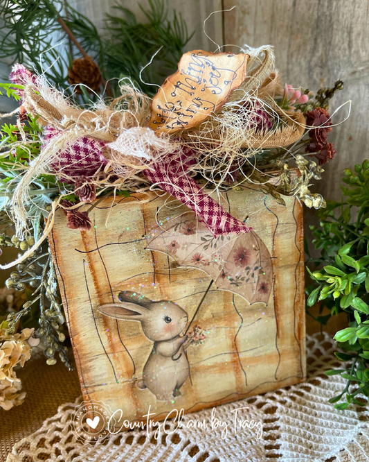 Little Things Bring Joy Bunny Block Shelf Sitter #1