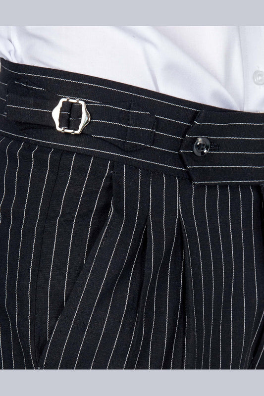 LLOYD – Black Pinstripe Double Breasted Linen Suit