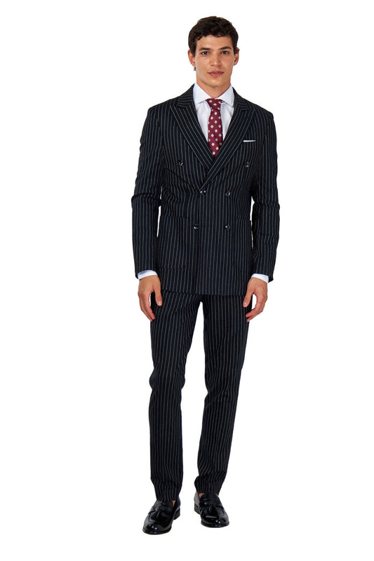 LLOYD – Black Pinstripe Double Breasted Linen Suit