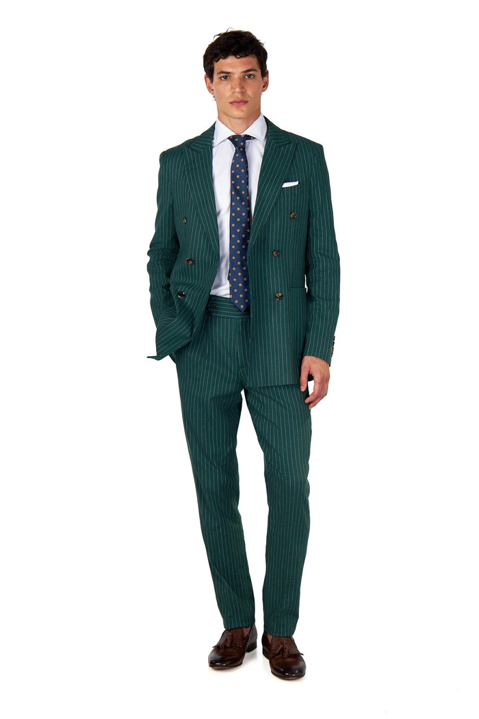 LLOYD – Double Breasted Green Pinstripe Linen Suit