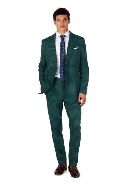 LLOYD – Double Breasted Green Pinstripe Linen Suit