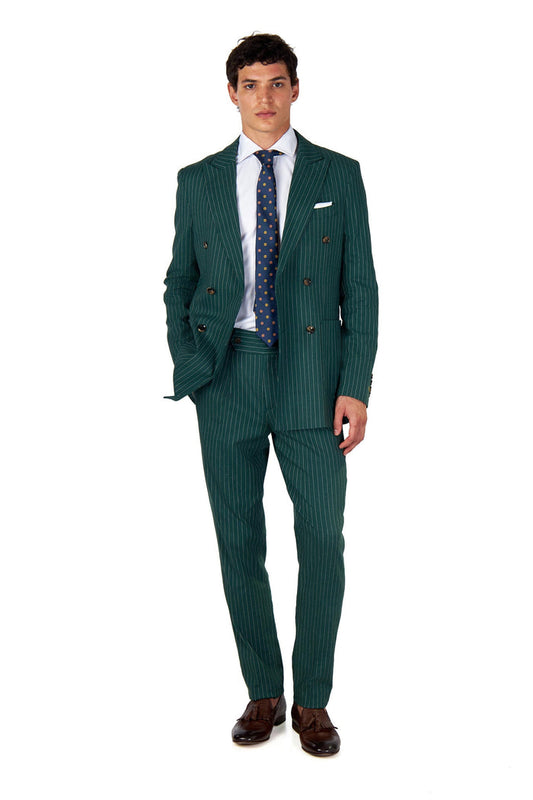 LLOYD – Double Breasted Green Pinstripe Linen Suit