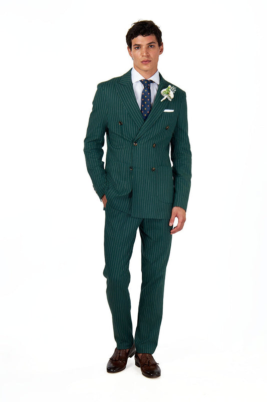 LLOYD – Double Breasted Green Pinstripe Linen Suit