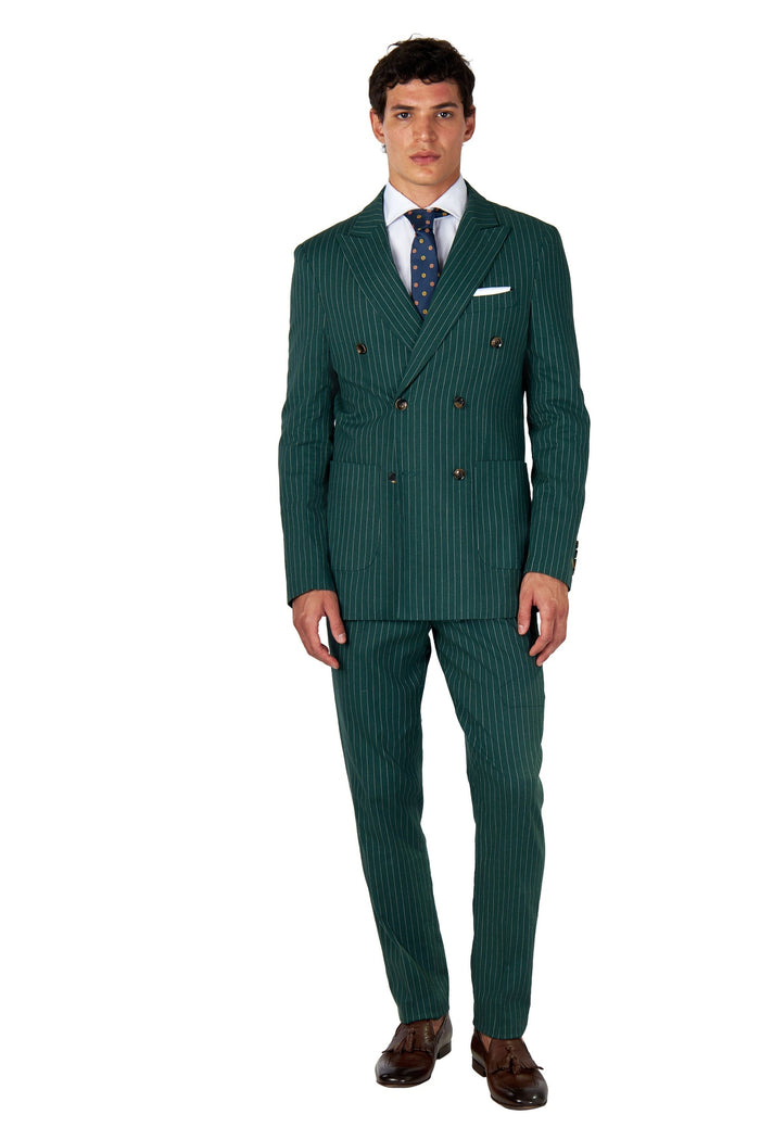 LLOYD – Double Breasted Green Pinstripe Linen Suit